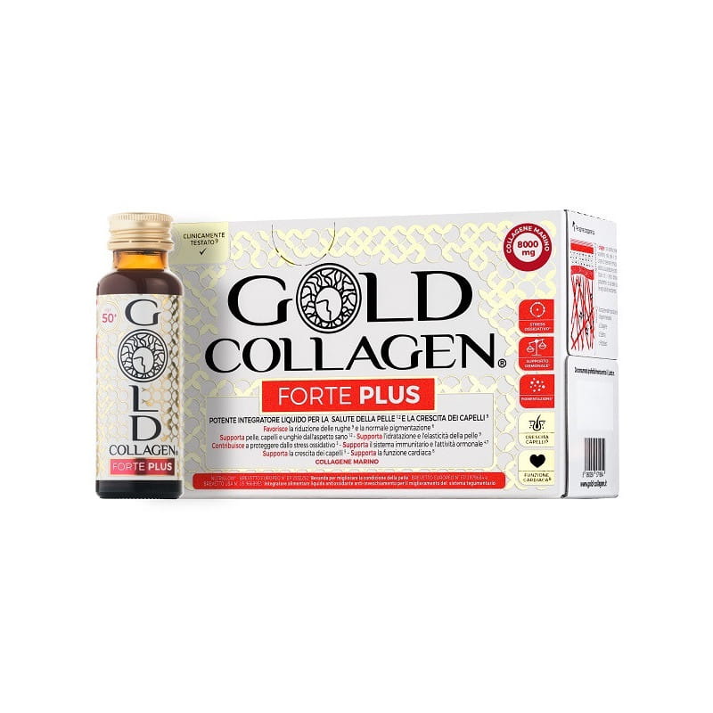 Gold Collagen Forte Liquid 10 sticks da 25 ml gusto pesca mela e arancia con edulcorante - Antica Farmacia Ferrari