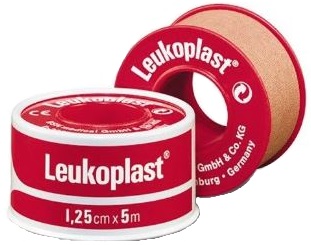 CEROTTO CHIRURGICO PER FISSAGGIO MEDICAZIONI IN ROCCHETTO LEUKOPLAST SUPPORTO VISCOSA COLOR PELLE MASSA ADESIVA CAUCCIU' OSSIDO DI ZINCO 1,25X500CM MUTUABILE - Antica Farmacia Ferrari