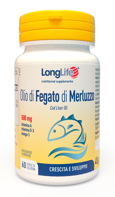 LONGLIFE OLIO FEGATO MERLUZZO 500 MG 60 PERLE - Antica Farmacia Ferrari