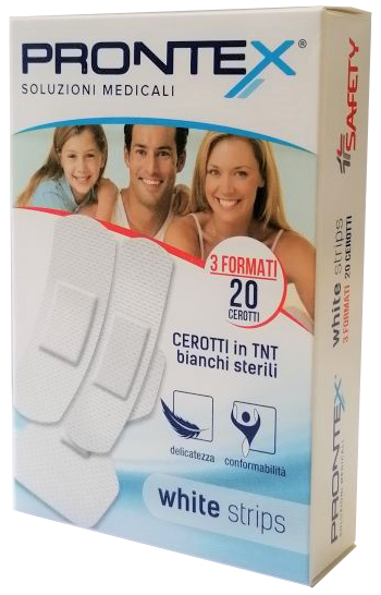 CEROTTO PRONTEX WHITE STRIPS IN TESSUTO NON TESSUTO BIANCO STERILE 3 FORMATI 20 PEZZI - Antica Farmacia Ferrari