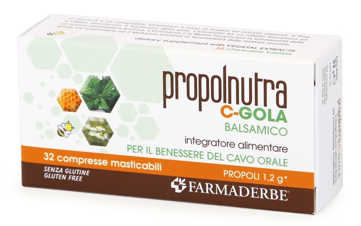 PROPOLNUTRA C GOLA BALSAMICO 32 COMPRESSE MASTICABILI - Antica Farmacia Ferrari