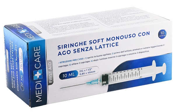 SIRINGA SOFT CAPACITA' 10ML AGO GAUGE 21 CONFEZIONE 10 PEZZI GAMMADIS - Antica Farmacia Ferrari