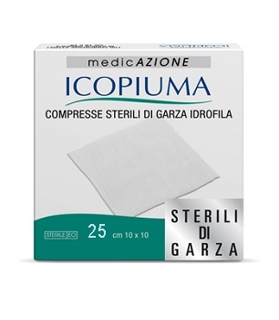 GARZA COMPRESSA IDROFILA ICOPIUMA 10X10CM 25 PEZZI - Antica Farmacia Ferrari