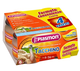 PLASMON OMOGENEIZZATO TACCHINO 4 X 80 G CON GIFT - Antica Farmacia Ferrari