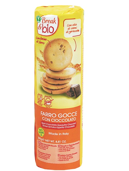 BREAK & BIO BISCOTTI FARRO GOCCE CON CIOCCOLATO FONDENTE 250 G SENZA UOVA - Antica Farmacia Ferrari