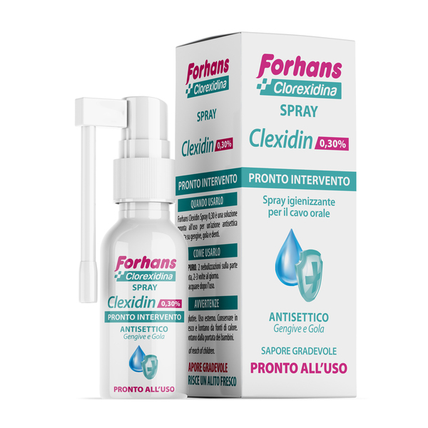 COLLUTORIO SPRAY CON CLOREXIDINA FORHANS CLEXIDIN 50ML - Antica Farmacia Ferrari