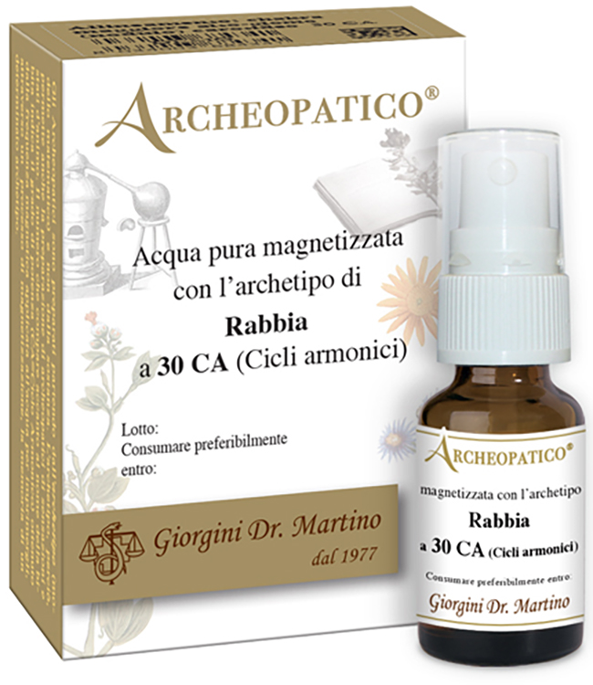 ARCHEOPATICO ACQUA PURA MAGNETIZZATA CON ARCHETIPO RABBIA A 30 CICLI ARMONICI 10 ML - Antica Farmacia Ferrari