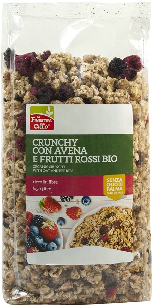 FSC CRUNCHY CON AVENA E FRUTTI ROSSI BIO AD ALTO CONTENUTO DI FIBRE CON OLIO DI GIRASOLE SENZA OLIO DI PALMA 375 G - Antica Farmacia Ferrari