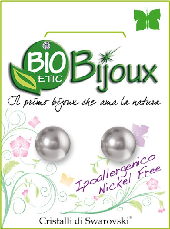 ORECCHINI STERILI 8 MM CON PERLA COLORE LIGHT GREY - Antica Farmacia Ferrari