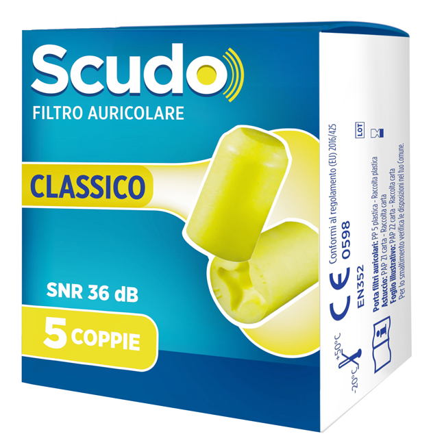 FILTRO AURICOLARE EARPLUG SCUDO CLASSIC 5 COPPIE 10 PEZZI - Antica Farmacia Ferrari