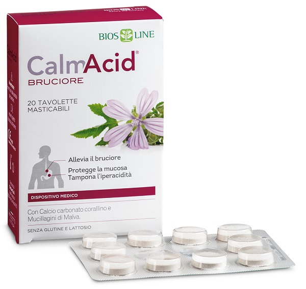 BIOSLINE CALMACID BRUCIORE 20 TAVOLETTE MASTICABILI - Antica Farmacia Ferrari