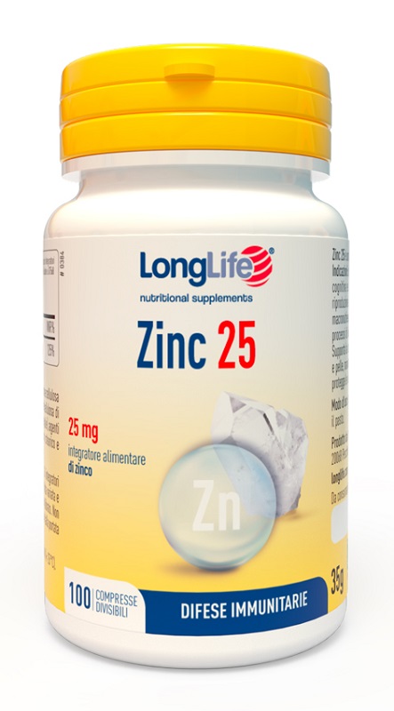 LONGLIFE ZINC 25 MG 100 COMPRESSE - Antica Farmacia Ferrari