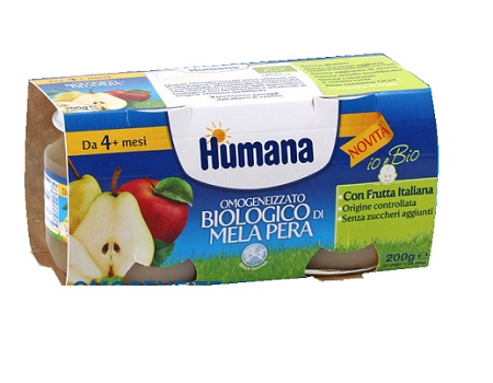 HUMANA OMOGENEIZZATO MELA/PERA BIO 2 VASETTI 100 G - Antica Farmacia Ferrari