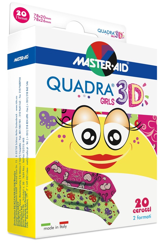 CEROTTO MASTER-AID QUADRA 3D GIRLS 20 PEZZI ASSORTITI - Antica Farmacia Ferrari