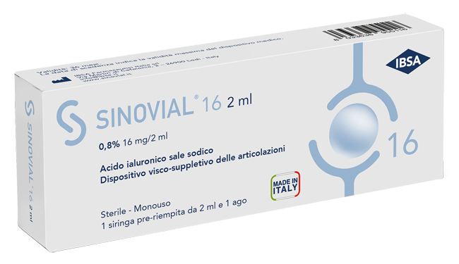 SIRINGA INTRA-ARTICOLARE SINOVIAL 16 ACIDO IALURONICO SALE SODICO 0,8% 16MG/2ML 2ML + AGO 21 GAUGE - Antica Farmacia Ferrari