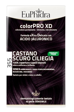 EUPHIDRA COLORPRO XD 355 CASTANO SCURO CILIEGIA GEL COLORANTE CAPELLI IN FLACONE + ATTIVANTE + BALSAMO + GUANTI - Antica Farmacia Ferrari