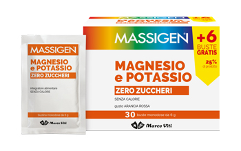 MASSIGEN MAGNESIO E POTASSIO ZERO ZUCCHERI 24 BUSTINE + 6 GRATIS - Antica Farmacia Ferrari