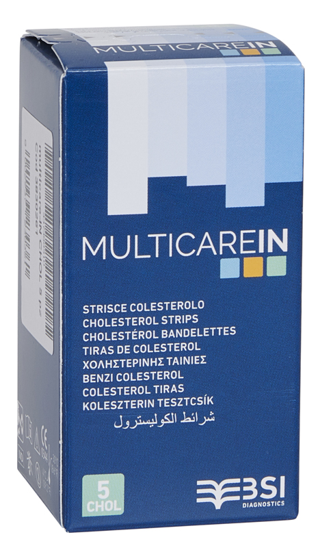 TEST COLESTEROLEMIA MULTICARE IN COLESTEROLO IN STRISCE CON ASPIRAZIONE CAPILLARE 5 PEZZI - Antica Farmacia Ferrari