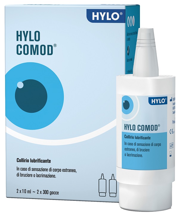 HYLO-COMOD GOCCE OCULARI IALURONATO DI SODIO 0,1% 2 FLACONC INI DA 10 ML - Antica Farmacia Ferrari