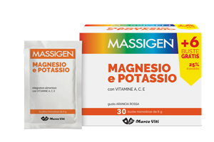 MASSIGEN MAGNESIO E POTASSIO 24 BUSTINE +6 GRATIS - Antica Farmacia Ferrari