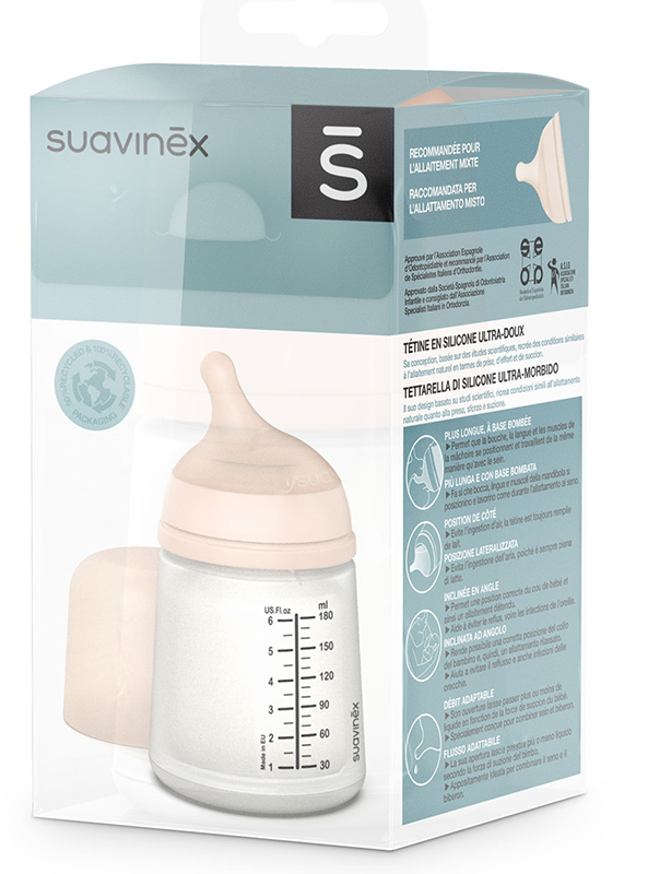 SUAVI BIBERON SPECIALE ALLATTAMENTO ZERO ZERO 180 ML TAGLIA UNICA - Antica Farmacia Ferrari