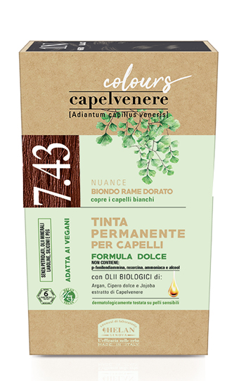 CAPELVENERE COLOURS TINTA CAPELLI 7,43N BIONDO RAME DORATO - Antica Farmacia Ferrari
