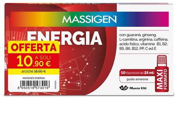 MASSIGEN ENERGIA 10 FLACONCINI DA 25 ML 10,90 E - Antica Farmacia Ferrari