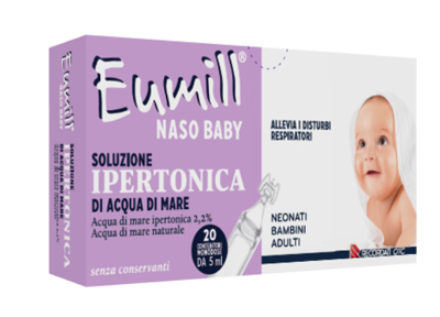 EUMILL NASO BABY SOLUZIONE IPERTONICA 20 CONTENITORI MONODOSE 5 ML - Antica Farmacia Ferrari