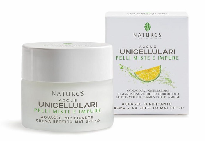 NATURE'S ACQUE UNICELLULARI AQUAGEL CREMA VISO EFFETTO MAT SPF20 50 ML - Antica Farmacia Ferrari