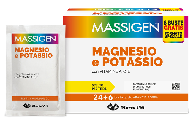 MASSIGEN MAGNESIO POTASSIO 24 BUSTINE + 6 BUSTINE - Antica Farmacia Ferrari