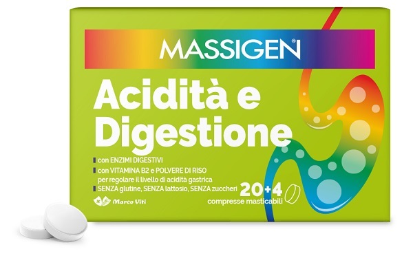 MASSIGEN ACIDITA' E DIGESTIONE 24 COMPRESSE MASTICABILI - Antica Farmacia Ferrari
