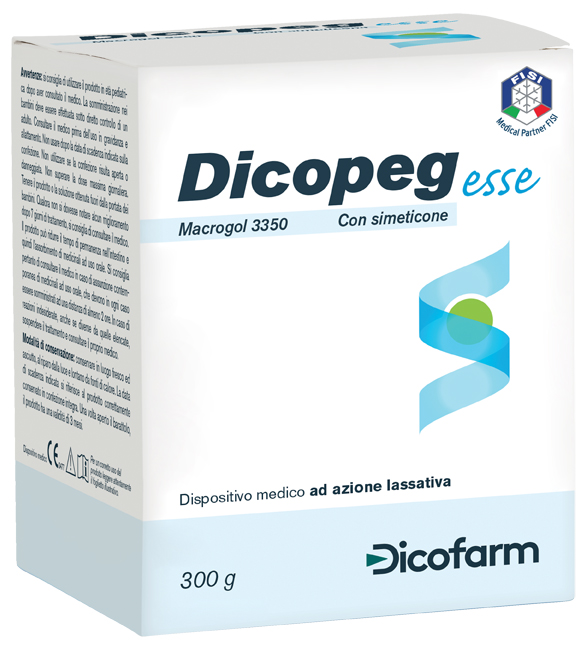 POLIMERO INERTE IDROSOLUBILE MACROGOL 3350 DICOPEG ESSE CON SIMETICONE PER TRATTAMENTO STIPSI POLVERE 300 G - Antica Farmacia Ferrari