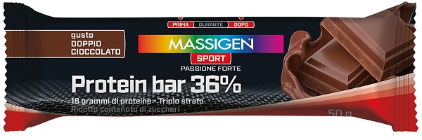 MASSIGEN SPORT PROTEIN BARRETTA 36% DOPPIO CIOCCOLATO 35 G - Antica Farmacia Ferrari