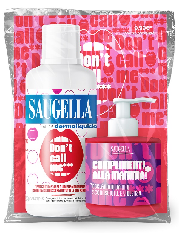 SAUGELLA BUNDLE DERMOLIQUIDO DON'T CALL ME 1 SAUGELLA DERMOLIQUIDO 500 ML CON ETICHETTA EDIZIONE LIMITATA + 1 MINISIZE SAMPLE CON PUMP 150 ML - Antica Farmacia Ferrari