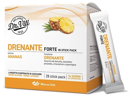 DR VITI DRENANTE FORTE ANANAS 28 STICK PACK SENZA ZUCCHERI - Antica Farmacia Ferrari