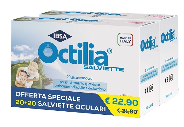 SALVIETTE PERIOCULARI OCTILIA BIPACK 20+20 GARZE MONOUSO - Antica Farmacia Ferrari