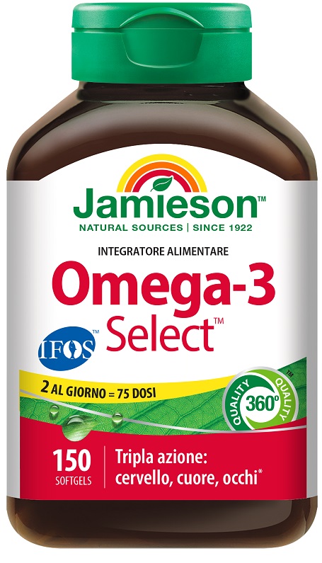 JAMIESON OMEGA 3 SELECT IFOS 150 SOFTGEL SENZA GLUTINE NATURALMENTE PRIVO DI LATTOSIO - Antica Farmacia Ferrari