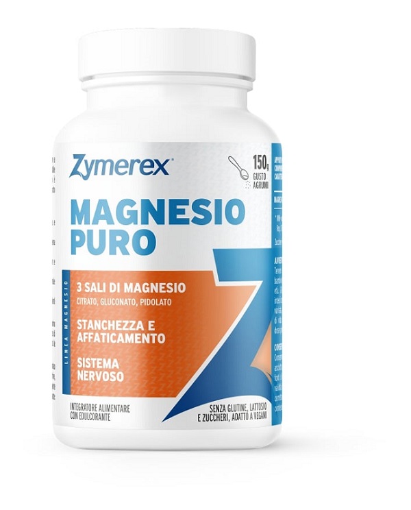 ZYMEREX MAGNESIO PURO 150 G GUSTO AGRUMI CON EDULCORANTE SENZA ZUCCHERI SENZA GLUTINE SENZA LATTOSIO - Antica Farmacia Ferrari