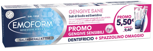 EMOFORM GENGIVE SANE DENTIFRICIO 100 ML + SPAZZOLINO EXTRA MORBIDO IN OMAGGIO - Antica Farmacia Ferrari