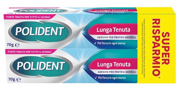 ADESIVO PROTESI DENTALI POLIDENT LUNGA TENUTA 2 TUBETTI X 70 G - Antica Farmacia Ferrari