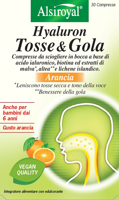 HYALURON TOSSE & GOLA ARANCIA 30 COMPRESSE MASTICABILI - Antica Farmacia Ferrari