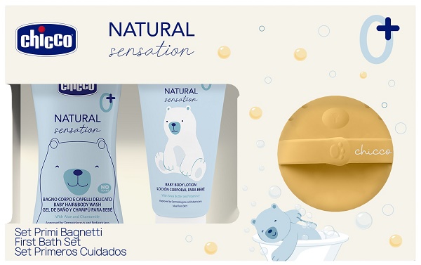CHICCO NATURAL SENSATION DETERGENTE 200 ML + CREMA + SPUGNA - Antica Farmacia Ferrari