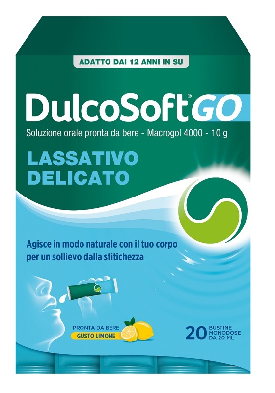 DULCOSOFT GO 20 BUSTINE DA 20 ML GUSTO LIMONE SENZA ZUCCHERO SENZA GLUTINE SENZA LATTOSIO - Antica Farmacia Ferrari