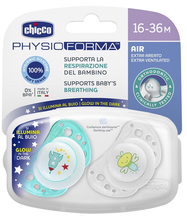 CHICCO SUCCHIETTO AIR LUMI IN SILICONE 16-36 MESI 2 PEZZI - Antica Farmacia Ferrari