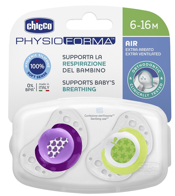 CHICCO SUCCHIETTO AIR GIRL IN SILICONE 6-16 MESI 2 PEZZI - Antica Farmacia Ferrari