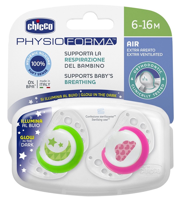 CHICCO SUCCHIETTO AIR LUMI IN SILICONE 6-16 MESI 2 PEZZI - Antica Farmacia Ferrari