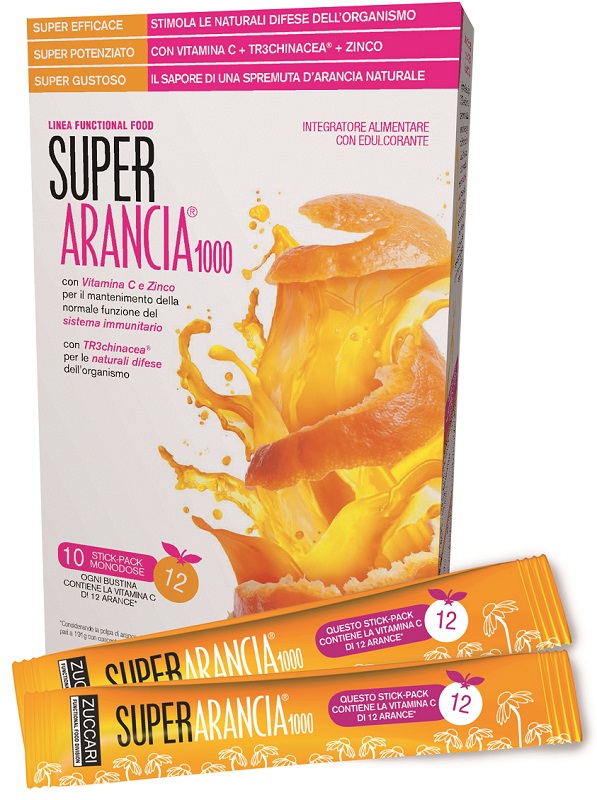 SUPER ARANCIA 1000 10 STICK PACK MONODOSE DA 3,7G INTEGRATORE ALIMENTARE CON EDULCORANTE - Antica Farmacia Ferrari