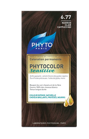 PHYTOCOLOR SENSITIVE 6.77  CASTANO CHIARO NOCCIOLA 1 LOZIONE LIQUIDA 60 ML + 1 CREMA 40 ML + 1 BALSAMO 12 ML + FOGLIETTO DI ISTRUZIONI + GUANTI LATTICE - Antica Farmacia Ferrari