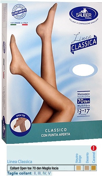SAUBER COLLANT OPEN TOE MAGLIA LISCIA 70 DEN COLORE NEUTRO BEIGE TAGLIA 3 LINEA CLASSICA - Antica Farmacia Ferrari