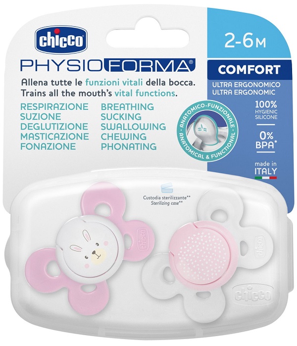 CHICCO SUCCHIETTO COMFORT GIRL SILICONE 0-6 MESI 2 PEZZI - Antica Farmacia Ferrari
